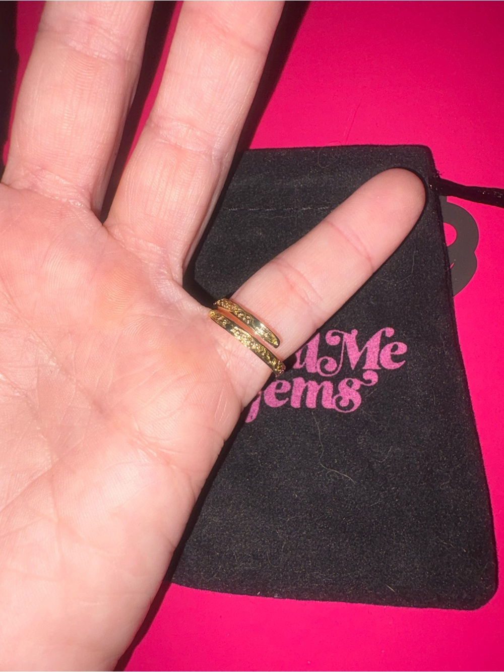 Feed Me Gems black onyx stacker ring in adjustable band - Picture 2 of 5
